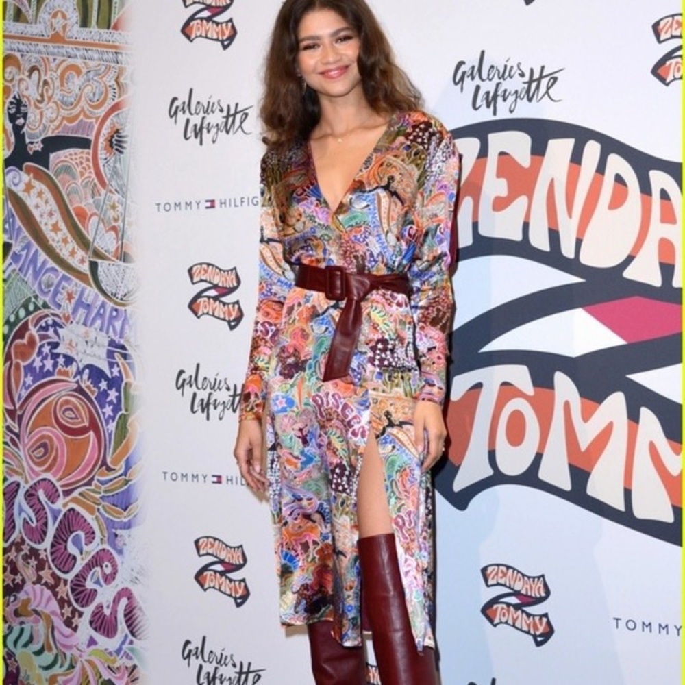 Zendaya x Tommy Hilfiger Zodiac Print Satin Dress